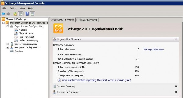 exchange server get client CALs required