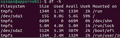 df - show filesystem and mount point