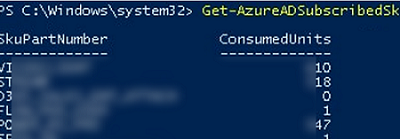 Get-AzureADSubscribedSku 