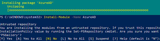 Installing AzureAD PowerShell module on Windows