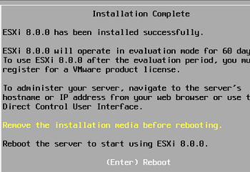 remove esxi installation media