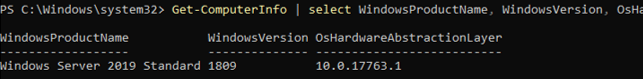 windows server core get information