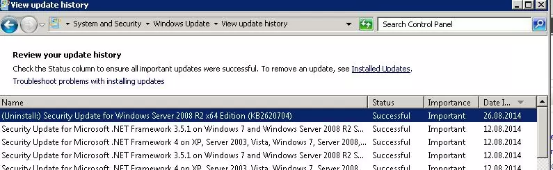 Windows update history