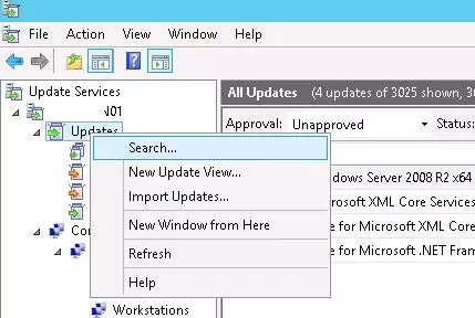 Search Update in WSUS