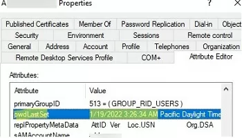 active directory user pwdlastset attribute