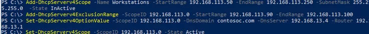 Add-DhcpServerv4Scope - create and configure new dhcp scope using PowerShell