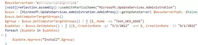 approve new wsus updates with powershell