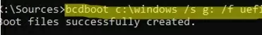 bcdboot: restore uefi bootloader on windows 10 and 11