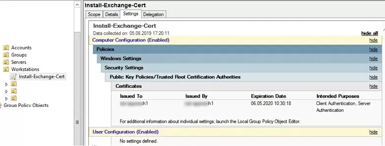 certificate properties in gpo