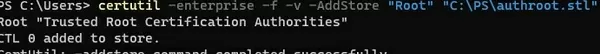certutil install cert trusted list