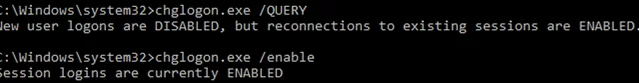 chglogon.exe disable drain mode