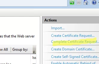 Complete Certificate Request wizard on IIS