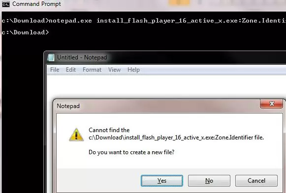 Create zoneidentifier for exe file