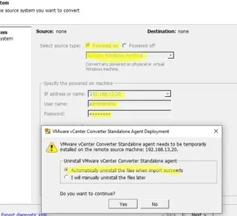 deploy vcenter converter agent remotely