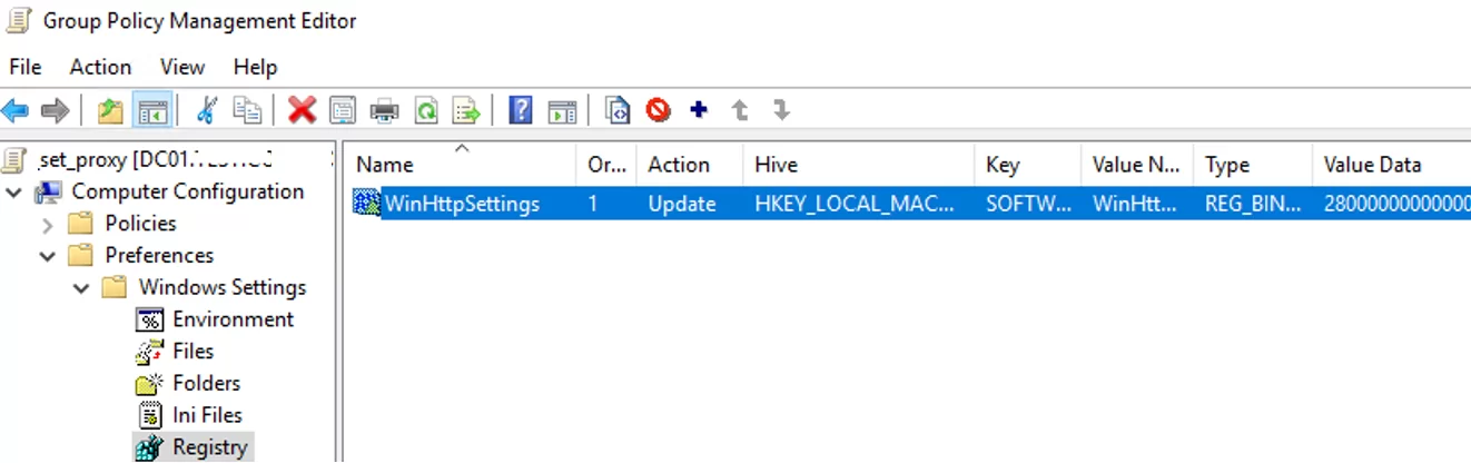 deploy WinHttp proxy settings via GPO