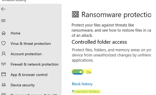 Enable Controlled Folder Access on Windows to protect against ransomware