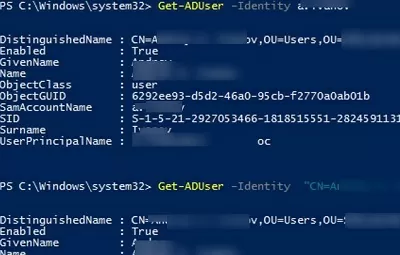 get-aduser by identity