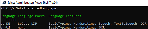 Get-InstalledLanguage 
