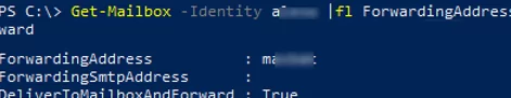 Get-Mailbox forwardingadress in Exchange with PowerShell