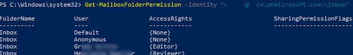 Get-MailboxFolderPermission - view folder-level permissions in mailbox