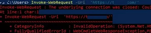 invoke-webrequest powershell: couldnt establish trust relationship SSL TLS secure channel