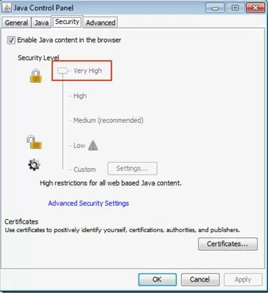 java security level: very high