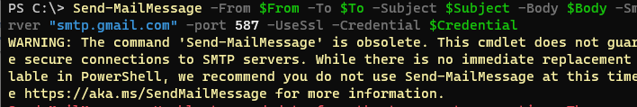 PowerShell Send-MailMessage is obsolete
