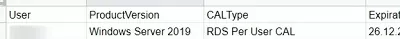 rds user cals issued report with powershell