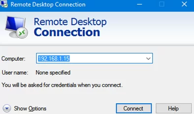 remote desktop connection client in windows (mstsc.exe)