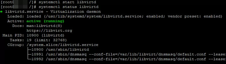 run libvirtd kvm daemon on linux centos and rhel