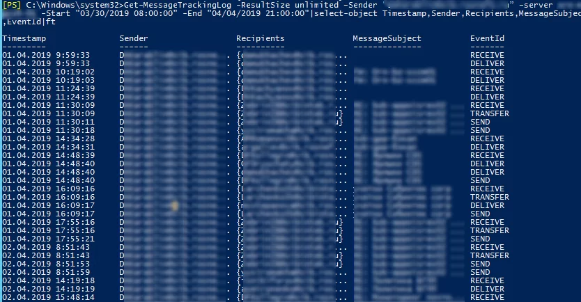 Search Message Tracking Logs by Time and Date Range