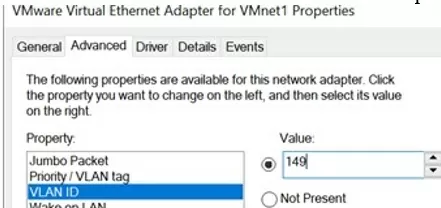 set vlanid in NIC driver properties