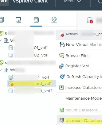 unmount nfs datastore on vmware esxi