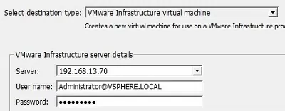 vcenter conneciton credentials