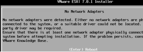 vmware esxi installer - No network adapters were detected