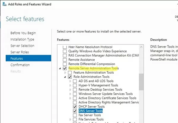 windows server: install remote server administration tools